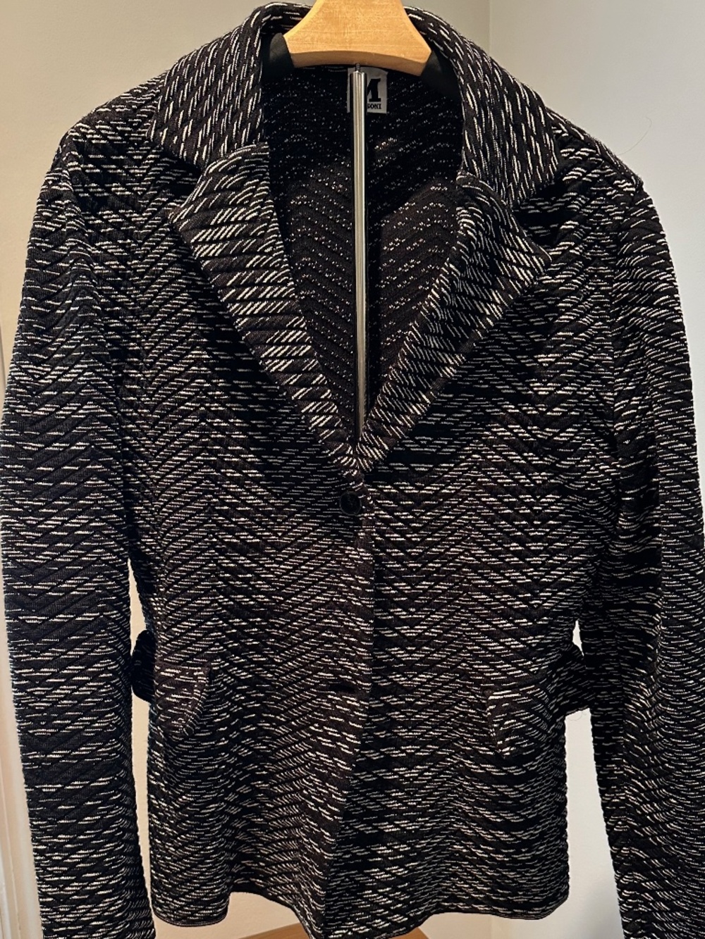 Missoni Black, Gray, and Jacquard Jersey Blazer SZ:48